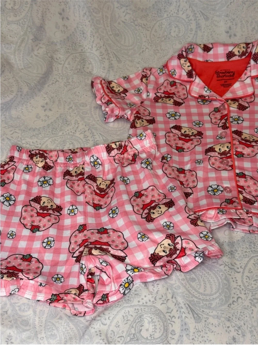 Strawberry Shortcake Pink Check Pajama Shorts Set
